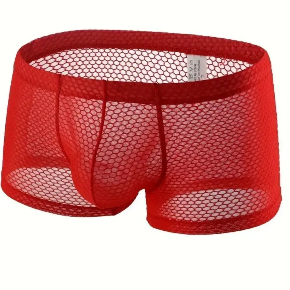 Mesh Red Mens Short Lingerie Brief Large -J